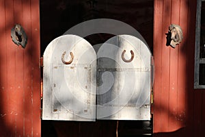 Wooden old door of west saloon, Cowboy gate style