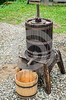 Wooden old grape press
