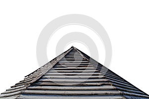 Wooden old rusty roof pattern isolated on white background