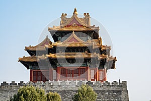 Wooden ornament. The Forbidden City. History of civilization. Beijing China