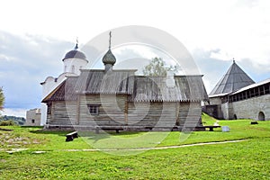 The wooden Orthodox Church of Dmitry Solunsky at Staraya Ladoga city