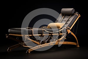 Wooden Orthopedic Bed on Black Background. AI