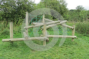 Wooden outdoor playframe for balancing