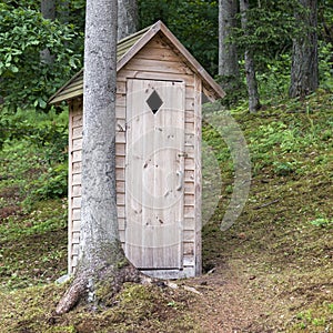 Wooden outdoors toilet