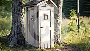 Wooden outdoors toilet wc lavatory shed outhouse privies shack campground urine nobody park facility latrine outside ramshackle photo