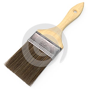 Wooden paint brush on an isolated white background. 3d illustration