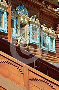 Wooden palace of tzar Aleksey Mikhailovich in Kolomenskoe reconstruction, Moscow, Russia