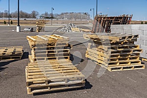 Wooden Palets and Other Supplies At Industrial Construction Site photo