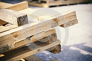 Wooden palets on stack photo