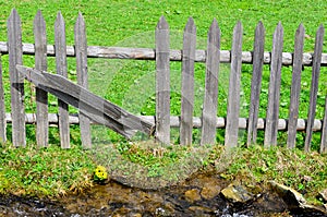 Wooden palisade fencing