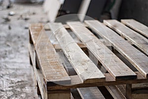 Wooden pallet on construction site