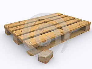 Wooden pallet damaged