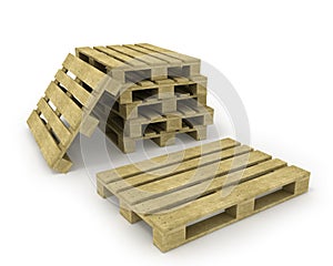 Wooden pallet and stack of pallets
