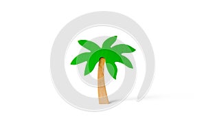 Wooden palm tree on an isolated background. Tours and cruises to warm countries. The development of tourism. Tropical island