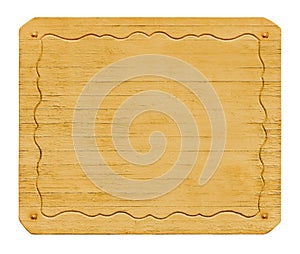 Wooden panel framed with a decorative pattern. Isolated