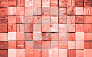 Wooden pannels texture colored in color of year 2019 Living Coral background. Bright Macro color 16-1546 background. Retro gate