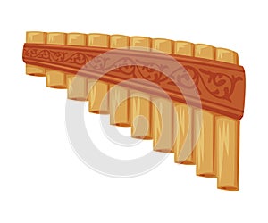 Wooden Panpipe as Romania Traditional Symbol and Object Vector Illustration