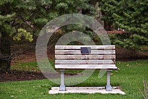 Wooden Park Bench in Arboretum