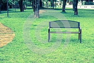 wooden park bench at the public park image