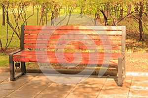 Wooden park bench with rain drops