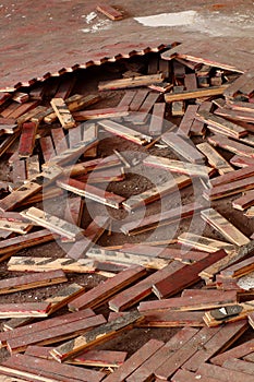 Wooden parquet floor red crumbled 2