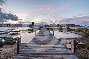 Wooden passage over the water