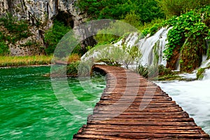 Wooden path in National Park in Plitvice