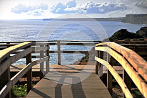 Wooden path at Ponte de Piedad, Algarve