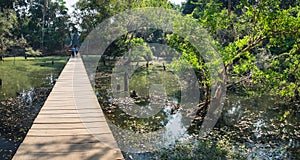 Wooden path to Neak Pean Temple, Cambodia