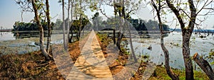 Wooden path towards Neak Pean Temple, Cambodia