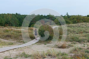 Wooden paths on the sands near Klaipeda city in Lithuania