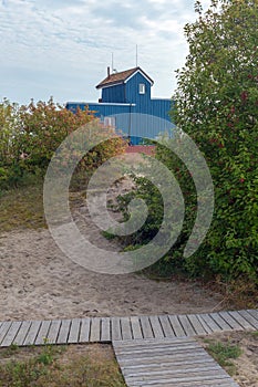 Wooden paths on the sands near Klaipeda city in Lithuania