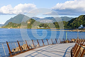 Wooden pathway in Badouzi Harbor in Keelung