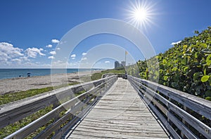 Wooden pathway to the Florida beach.