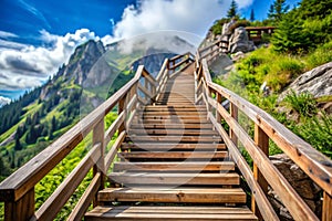 Wooden Pathway Tranquil Garden Walk photo