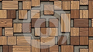 Uneven Wooden Tiles Mosaic (varied shapes)
