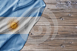 Wooden pattern old nature table board with Argentina flag