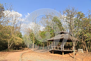 Wooden Pavilion for resting in the national park.