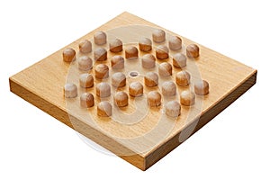 Wooden peg solitaire board or brainvita