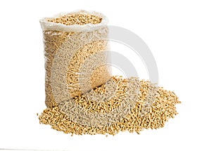 Wooden pellets in plastic bag photo