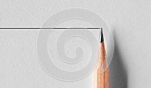 Wooden pencil draws a straight line. Stability or stagnancy concept in business photo