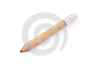 Wooden pencil with rubber eraser isolated