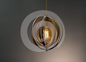 Wooden Pendant light lamp illuminated, Elegant Chandelier illuminated