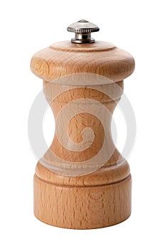 Wooden Pepper Mill isolated with a clipping path