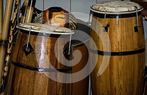 Wooden percussion instruments next to each other in a room