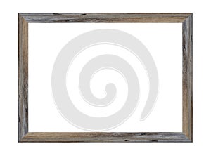 Wooden picture frame isolated on white background.