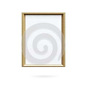 Wooden picture frame isolated on white background with copy space, Blank thin frame with empty space for decorative uses. 3d