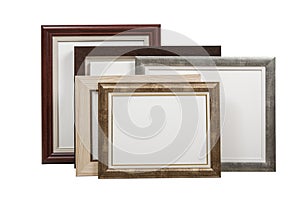 Wooden picture frames with blank canvas with clipping path