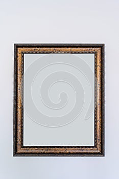 Wooden picture photo frame interior decoration with blank for copy space or text and advertising vintage retro style