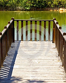 Wooden picturesque fishing ramp